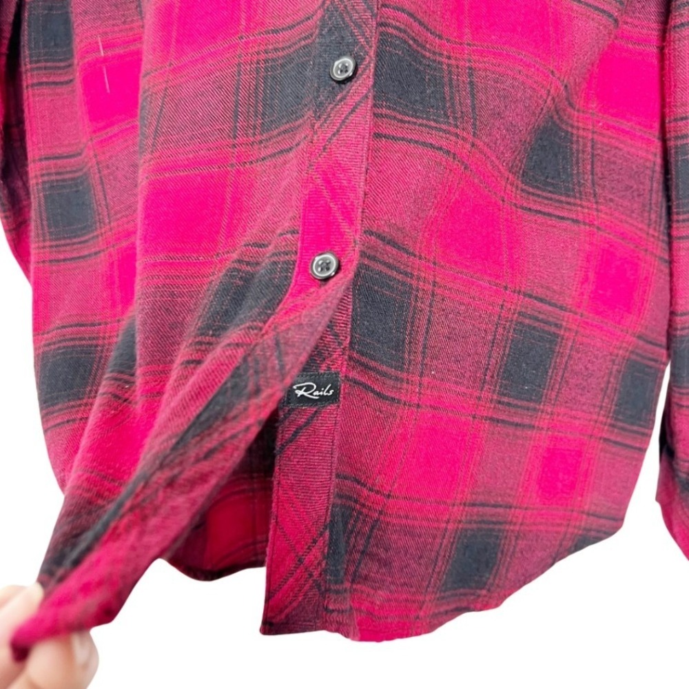 Rails Hunter Plaid Button Down Shirt Brick Black Red Check Womens Large L - Picture 3 of 8